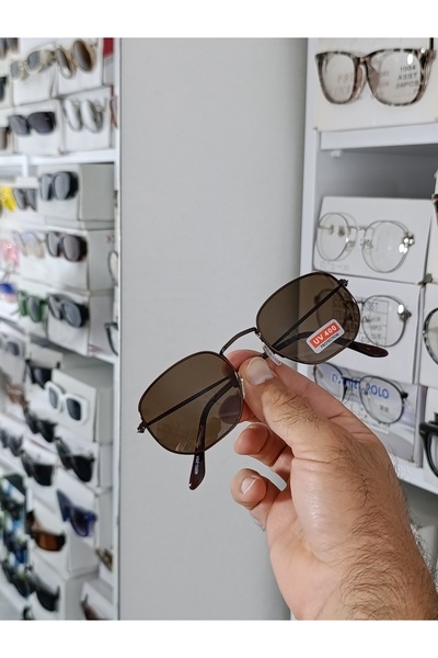 Ayel aksesuar Pentagon Sunglasses Brown Uv400 Metal Frame