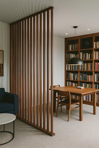 pinoxi 100cm X 200cm Masif Ahşap Çıtalı Paravan Oda Ayırıcı Seperatör Duvar D...