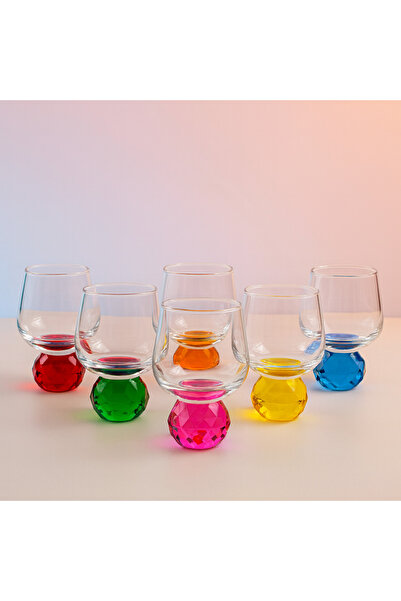 YzHome 6-Person Glass Colored Diamond Footed Coffee Side Glass 50ml