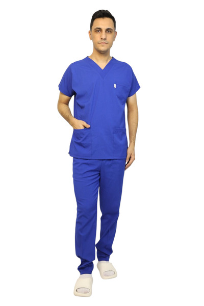 nutrix طقم جيرسي من Sax Blue للرجال مصنوع من الليكرا بأكمام الخفافيش للممرضات...