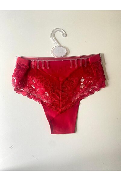 deniz iç giyim Kırmızı Dantelli Lazer Kesim Külot - Kırmızı Lazer Kesim Tanga