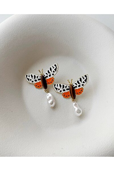 mos&more أقراط ماركة، مجموعة أقراط أنيقة مع لؤلؤة الفراشة