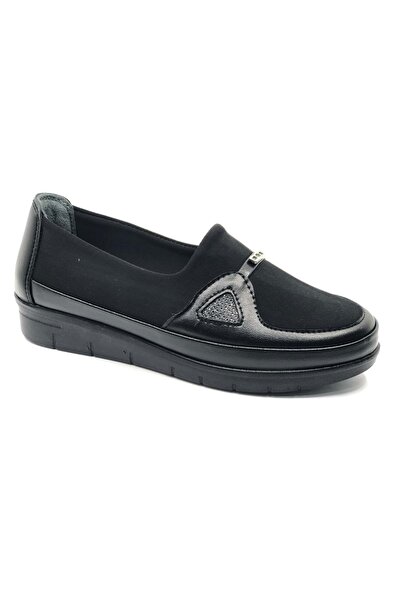 KCMN Berfilla Dr.Tavsiyeli 100% Leather Mother's Women's Ballerina Shoes BLACK