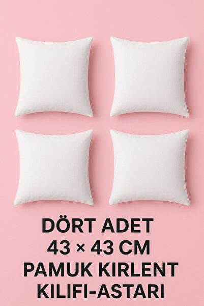 ÇIQRIK HOME 4 Adet Fermuarlı Kırlent Iç Yastık Kılıfı Astarı  Ebat:43x43 cm