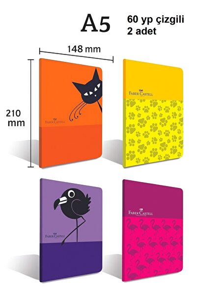 Faber Castell Look Pp Cover Stitched 60 Sheets Lined Notebook 2 Pieces