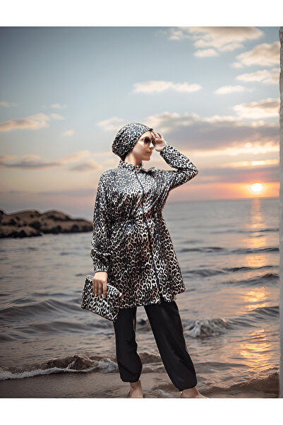 Vivezza Σετ μαγιό Hijab με κορδόνι που δένει τη μέση με μπόνε και τσάντα δώρο