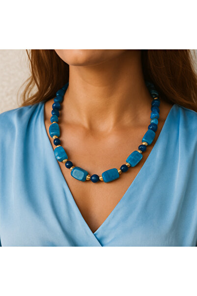 Asteria Elite Mavi Akik Kolye