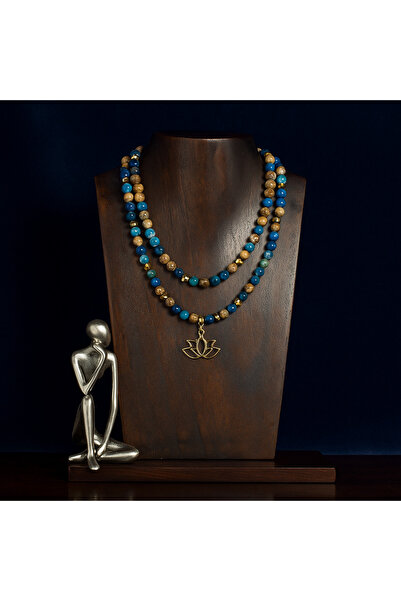 Asteria Elite Mavi Akik Sarı Jasper Iletişim Iç Huzur Ve Denge Kolyesi