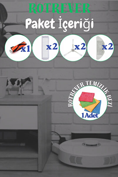 RotRever Xiaomi Vacuum Mop 2 Pro (MJST1SHW*Παρακαλώ σημειώστε ότι δεν είναι μοντέλο) Συμβατό σετ βούρτσας, φίλτρου, υφάσματος RotRever - 8 τεμάχια