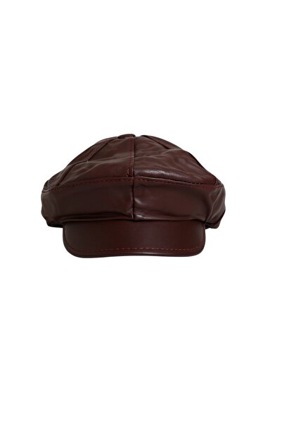 MEBES Hakiki Deri Erkek Kasket Şapka Bordo Renk Hakikideribordokasket1
