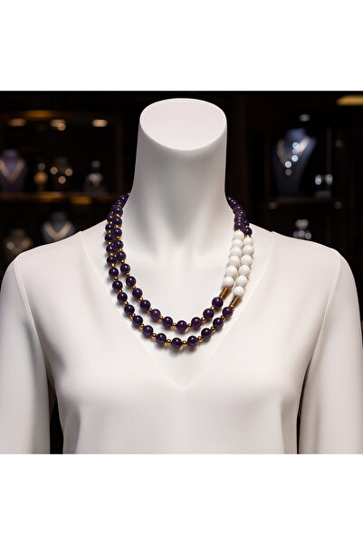 Asteria Elite Purple Agate Ceyt 2 Row Fertility and Evil Eye Protection Necklace