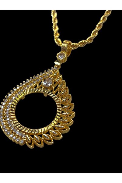 stainless steell Bennu Yarım Altın Çerçeveli Kolye (Altın Kaplama)