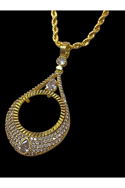 stainless steell Nefertari Yarım Altın Çerçeveli Kolye (Altın Kaplama)