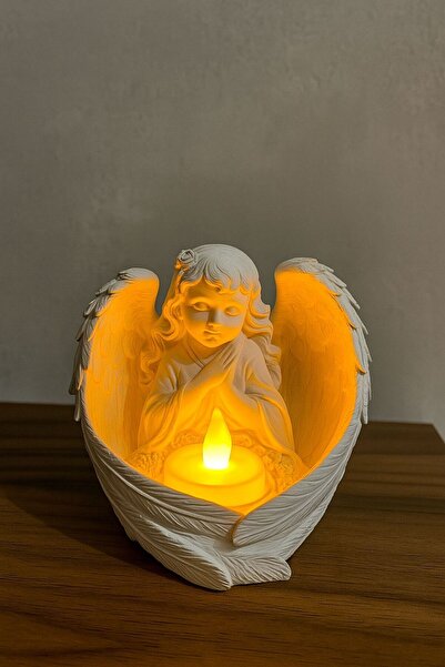 etxShop Dekoratif Melek Kız Mumluk Masa Üstü Biblo Ev Dekorasyon Hediyelik