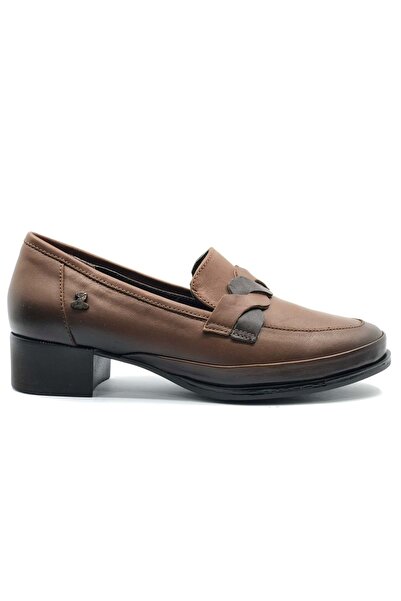 Venüs Cedrus Genuine Leather Comfort Orthopedic Women's Heeled Shoes Taba