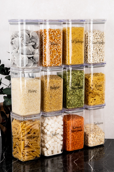 DNS HOME 12-Piece Food Storage Container Vacuum Lid Pulses Set with Label Gift 1200 ml