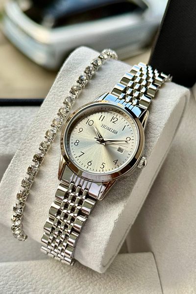 Homies Women's Wristwatch with Numbers and Calendar, Waterproof Gift Box and Bracelet Gift.Hm25508S02