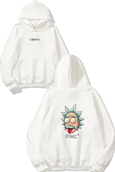 urbvn سويت شيرت أبيض كبير الحجم مطبوع عليه تصميم ريك هيد