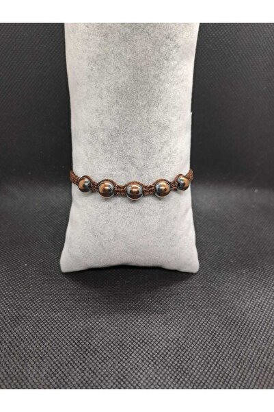 AKSESUARIM سوار من الحجر الطبيعي من طراز هيماتيت من كرو موديل |   سوار مكرامي...