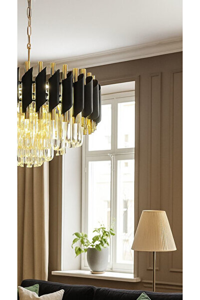 Luna Lighting Kuvars Model Gold Kaplama Şık Tarz Kristal Salon Oturma Yemek Odası Hol Antre Avize