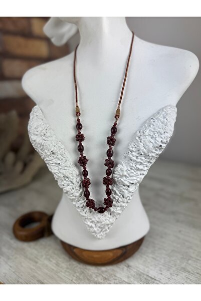 SEDEF TAKI Bordo taşlı Vintage kolye