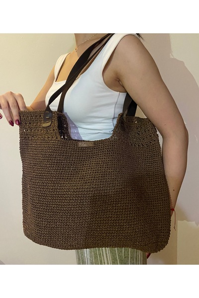 Nillys Kadın Kağıt İp Büyük Boy Astarlı Cepli Kol Çantası (46x38)