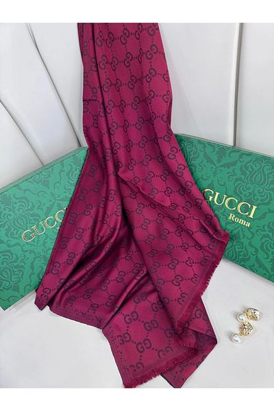 NP Full Set Boxed Imported Cashmere Silk Shawl - Claret Red