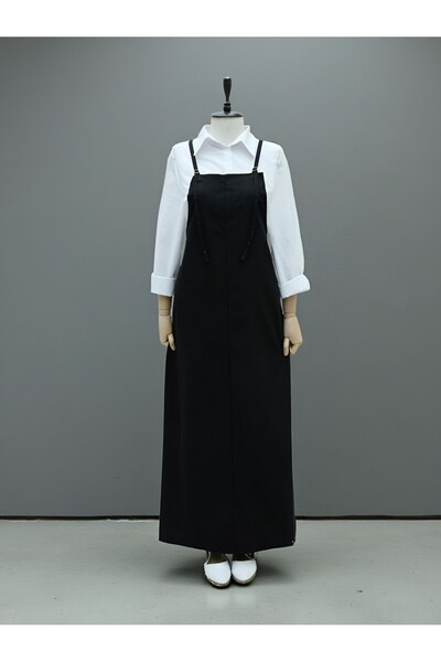 Modamorfo Gabardine Gilet Dress with Strap -Black