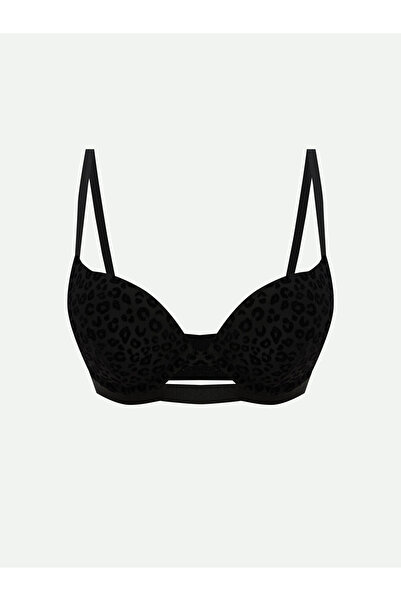 LC Waikiki Black Underwire Padded Patterned T-Shirt Bra