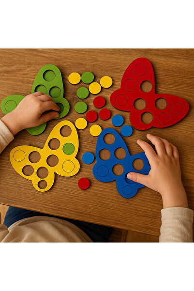 ANC Montessori Ahşap Renkli Kelebek Eğitici Oyuncak – Renk Eşleştirme ve Zeka...