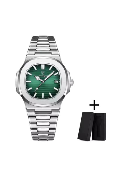 Store Poedagar Gizli Klips Yeşil Çelik Eşref tek erkek saat