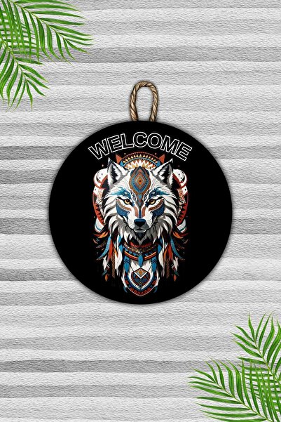 Dormot زخرفة باب خشبي حديث - زخرفة باب حائط بنمط الذئب الأسود - زخرفة باب خارجي