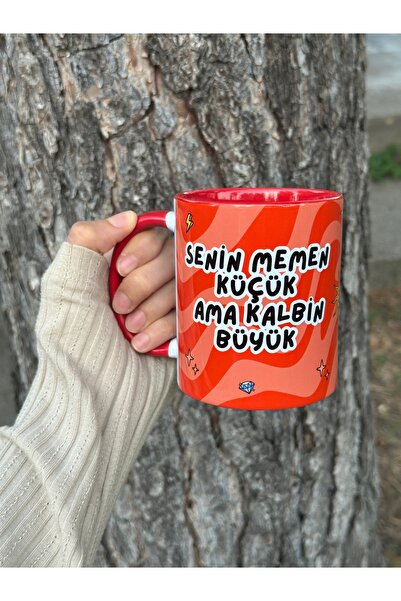 mug shop Senin Memen Küçük Ama Kalbin Büyük Kupa Kaliteli Porselen Premium Mug