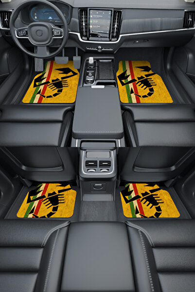 Dormot Modern Dijital Baskı Sarı Fiat Abarth Logo Universal Araba Paspası, Ot...