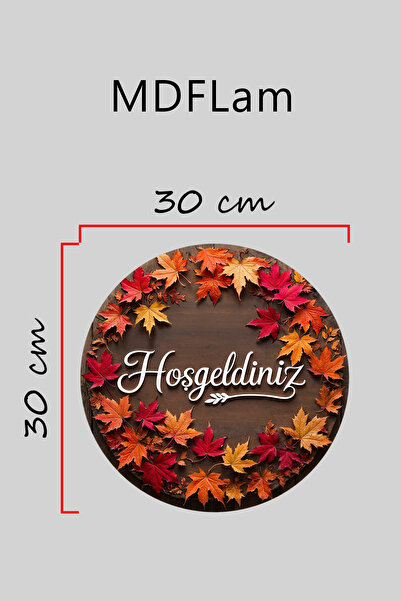 Dormot 1 Ornament de ușă din lemn maro cu frunze de toamnă cu imprimare digitală modernă