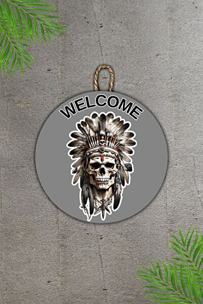 Dormot Μοντέρνο Ξύλινο Στολίδι Πόρτας - Στολίδι Πόρτας Τοίχου με Γκρι Κόκκινο Δέρμα - Εξωτερική Πόρτα Σούσο