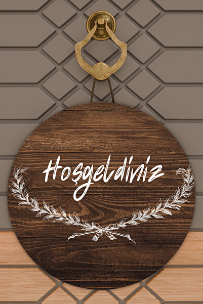 Dormot Modern Kapı Süsü - Ahşap Zemin Alt Dal Üst Hoşgeldiniz - Dış Mekan Kapı Süsü