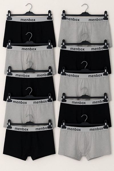 enmodaiçgiyim 10 Pack Black - Gray Men's Boxers – Cotton Lycra, Comfortable Underwear
