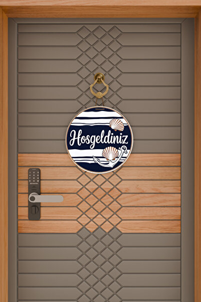 Dormot Σύγχρονη ψηφιακή εκτύπωση Ξύλινο Στολίδι Πόρτας με θέμα το Μπλε Λευκό Θάλασσα