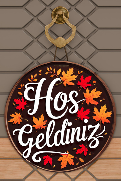 Dormot 1 Ornament de ușă de toamnă din lemn maro cu imprimare digitală modernă