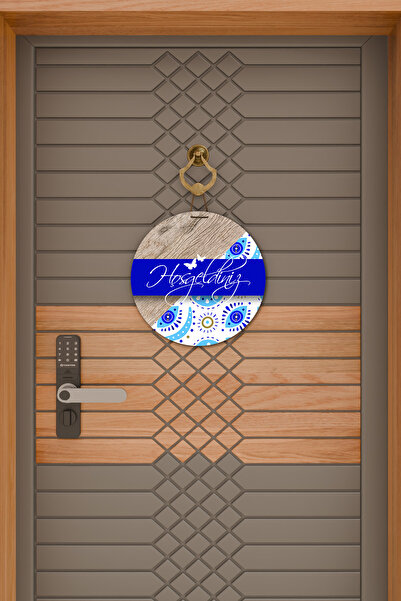 Dormot Μοντέρνα ψηφιακή εκτύπωση Ξύλινο στολίδι πόρτας με χάντρες με το κακό μάτι