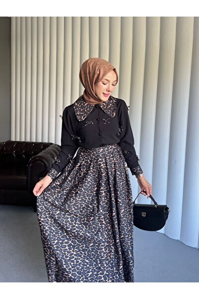 By Pommes Life Shirt Bow Detailed Skirt Suit