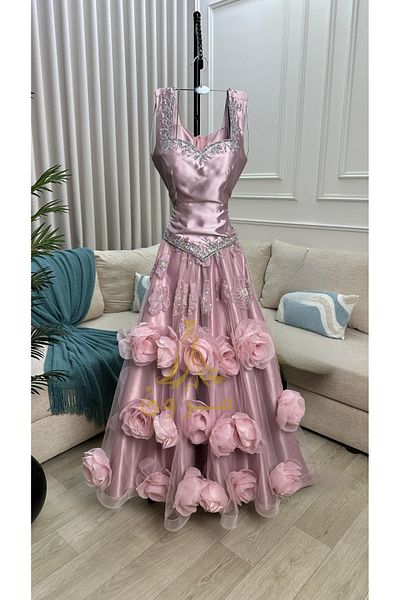 MEZON FASHION Luxury Hand-Embroidered Bold Flower Dress