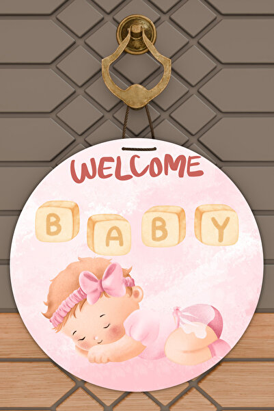 Dormot Сучасний цифровий друк Рожевий привітальний напис на двері «Welcome Baby»