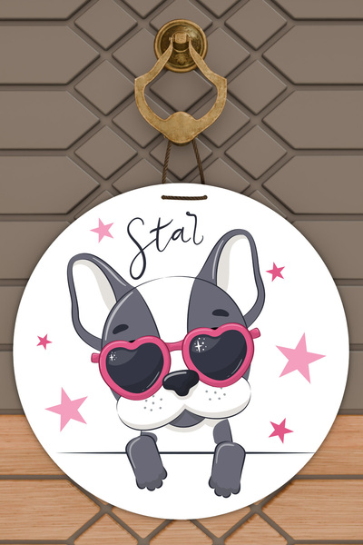 Dormot Ornament pentru ușă pentru bebeluș câine cu ochelari albi cu imprimare...