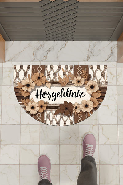 Dormot ممسحة رقمية حديثة ترحيب زهرة Desern ممسحة الباب الأمامية