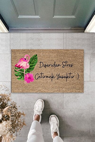 Dormot Modern Digital Print - Flamingo It is Forbidden to Bring Stress from Outside - Door Mat