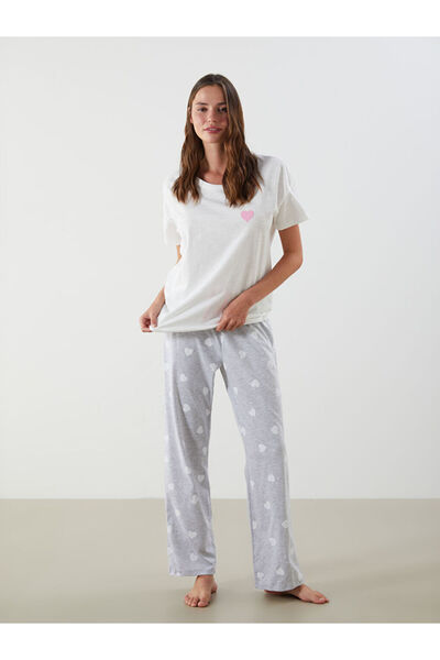 LC Waikiki Quality Parts from Celebi Store |   Crew Neck Heart Printed Women's Pajama Set
