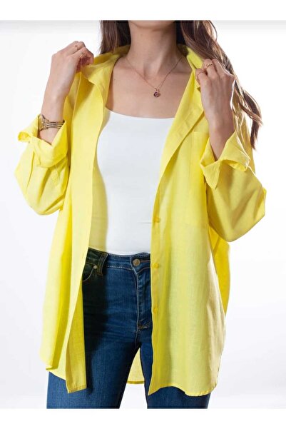 blackbonds Kadın Keten Gömlek Yazlık Oversize Gömlek Yeni Sezon