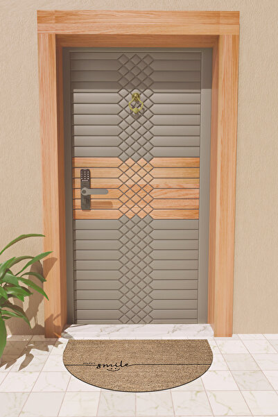 Dormot Modern Dijital Paspas Kahverengi Happy Smile Paspas - Kapı Önü Paspası